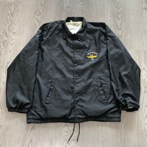 Vintage 70s 80s Indianapolis Indy‎ 500 Black Coach Jacket Lined Windbreaker M